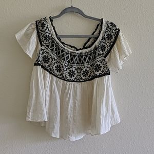Off the shoulder embroidered blouse